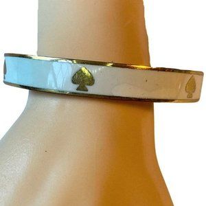 Kate Spade Cream Enamel Gold Spade Bangle Bracelet in Dustbag